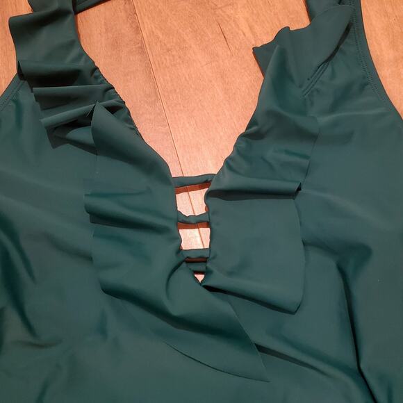 Bleu By Rod Beattie ESF10761 Rufflicious One-Piece Swimsuit, Size 12 - Green - Picture 6 of 10